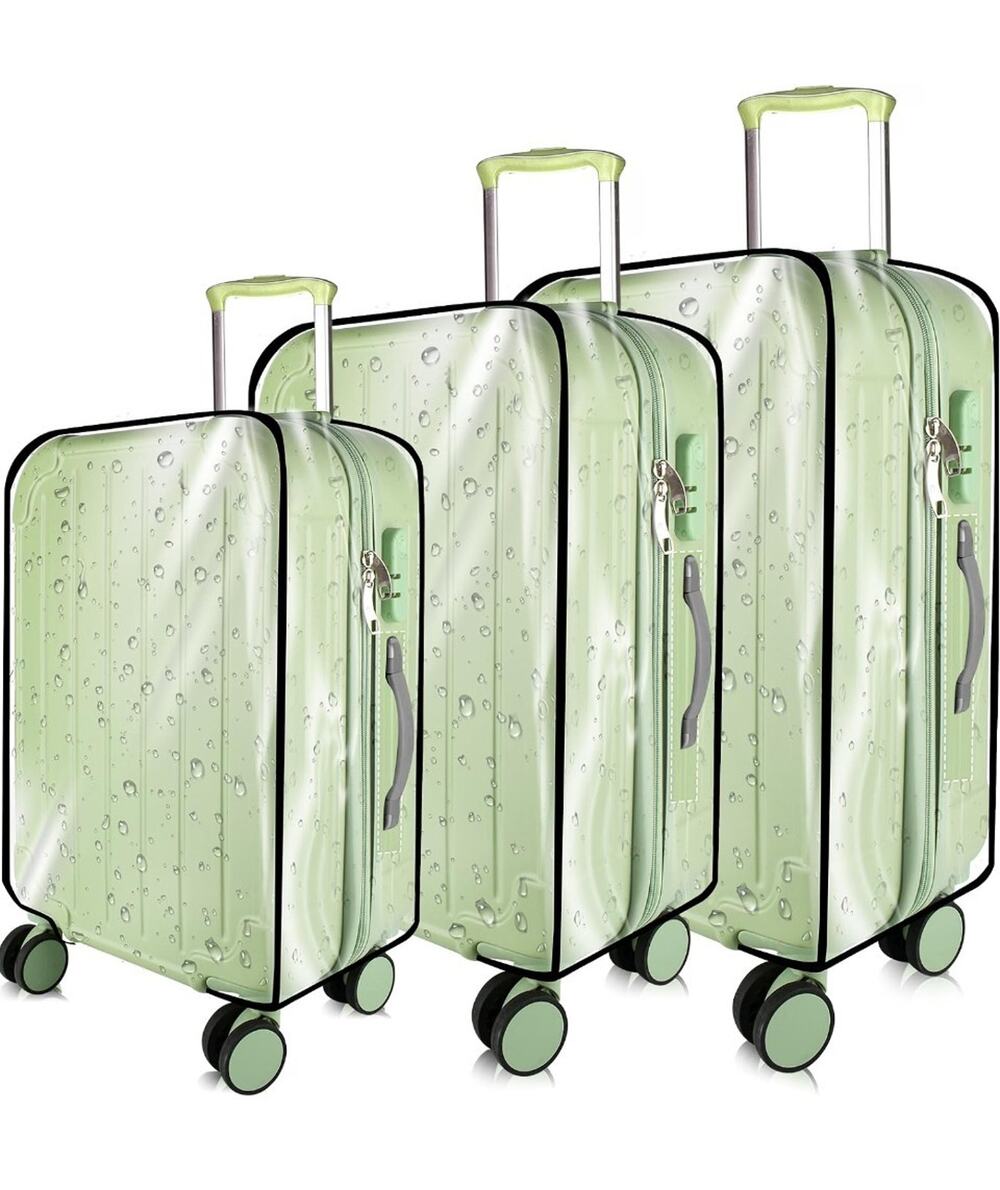 KSSZZCO 3-Piece Thick Clear PVC Luggage Cover Protector Set 20 24 28